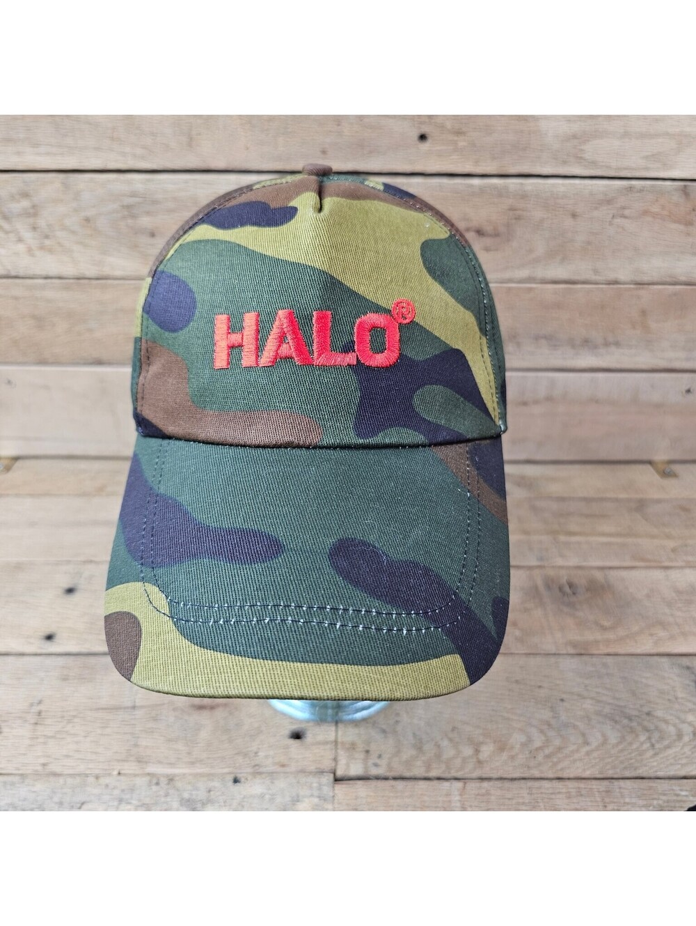 HALO Camouflage Baseball Cap Red Logo Adjustable Strap Hat Gaming Costume